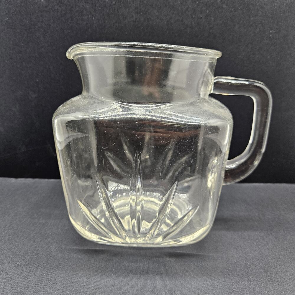 Vintage 1950’s Federal Clear Glass Juice Square Pitcher With Star On Bottom